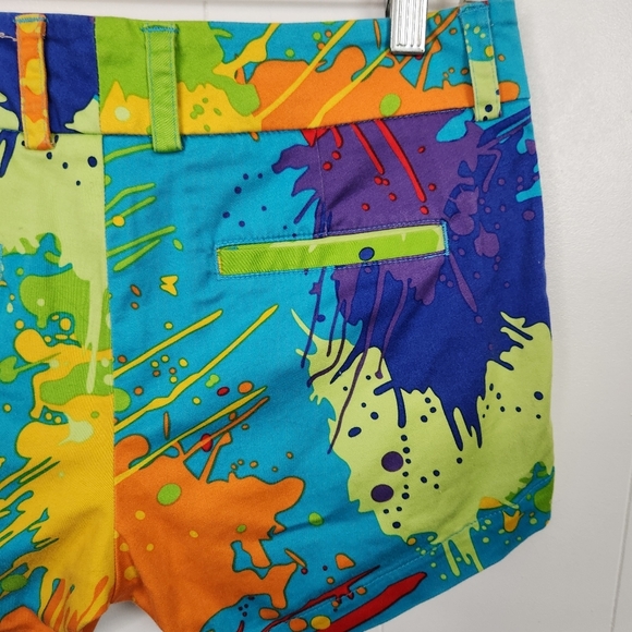 Loudmouth Womens Short Shorts Sz 0 Drop Cloth Paint Splatters Golf Golfing - Picture 5 of 10